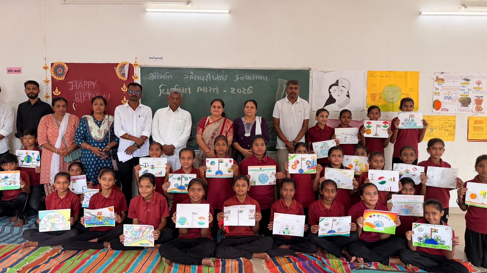 Completed fabric artwork by participants